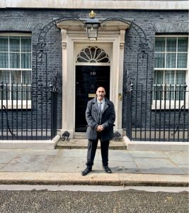 Ravi Mahay outside 10 Downing Street