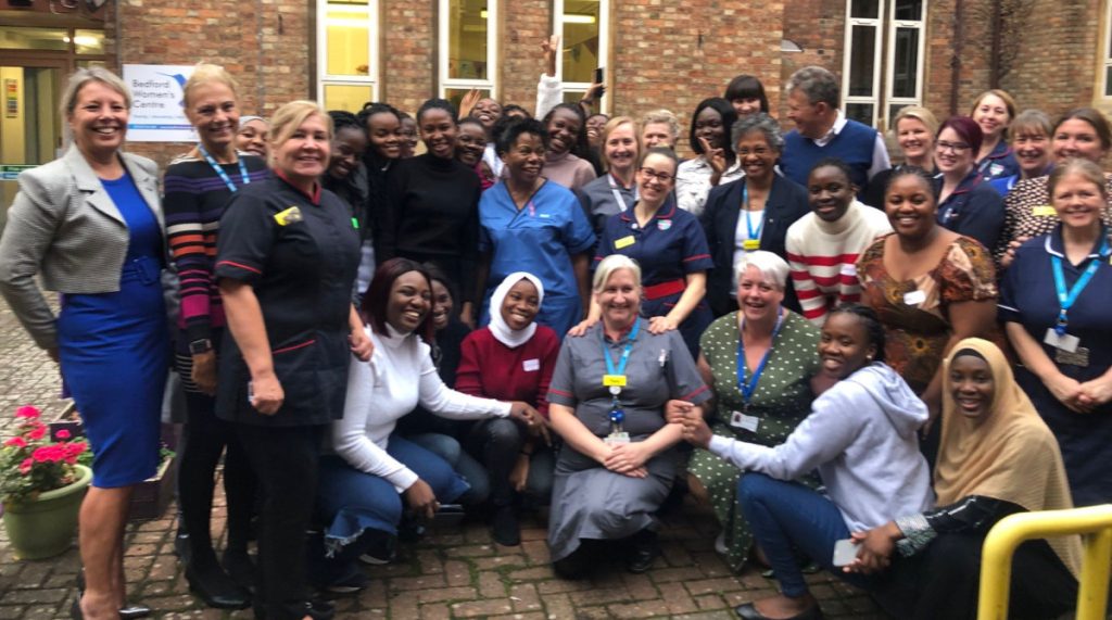 Group photo of Maternity staff with esteemed visitors