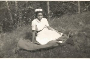 Lenore Keir sitting on grass