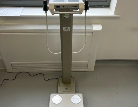 Weighing scales in clinic room