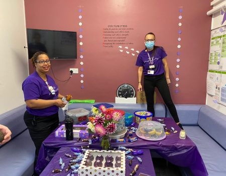 NICU staff at purple party