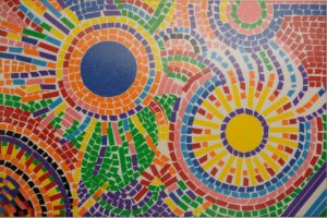 Mosaic artwork created by staff