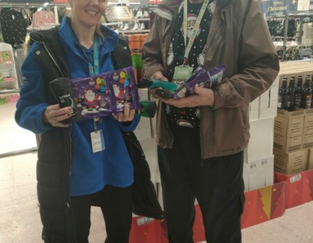 Staff receiving presents from Asda, Luton