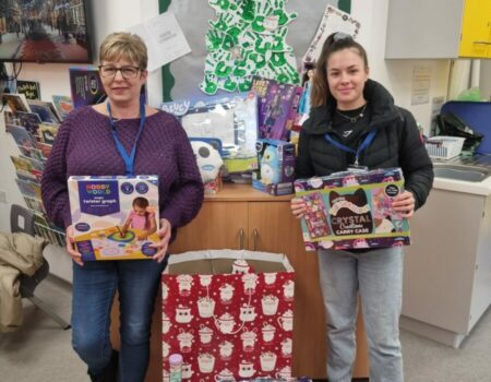 Presents being delivered to the hospital