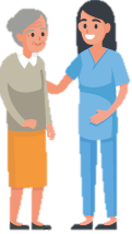 Graphic of an elderly patient and clinical worker