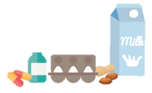Graphic of pills, eggs and milk