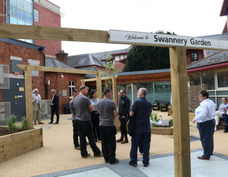 gathering of people in Swannery Garden