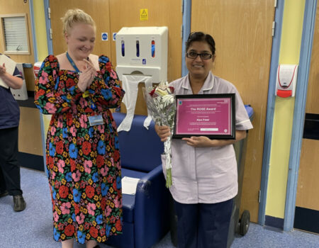 Alpa with her ROSE runner-up certificate and Stacy