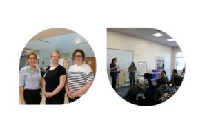 Two pictures of members of Infant Feeding Team and MNVP event