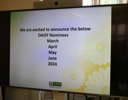 Announcement on screen of the DAISY winners from March-June 2024