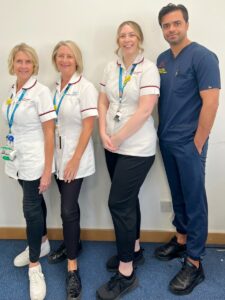 Mr Tarun Sood, Consultant ENT Head and Neck Surgeon Christina Hunter, Specialist SLT Head and Neck/ENT Sarah Cullip, Highly Specialist SLT Head and Neck/ENT Jenny Hunt, Clinical Lead SLT Head and Neck/ENT